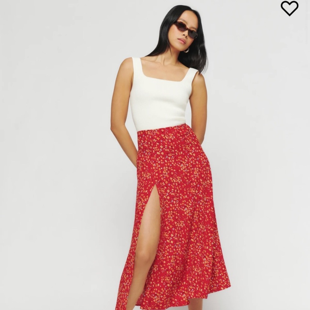 Reformation Zoe skirt Baila red print 6 petite